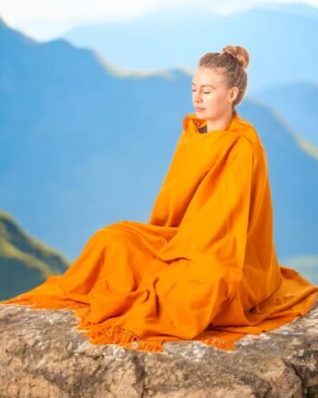 Bhagwa Kesri Shawl in Angora Wool For Women girls for Kumbh mela 2025