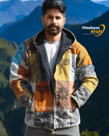 Tribal Motif Design Hoodie Jacket – Himalayan Warmth & Style