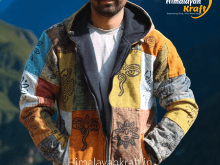 Tribal Motif Design Hoodie Jacket – Himalayan Warmth & Style