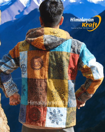 Tribal Motif Design Hoodie Jacket – Himalayan Warmth & Style