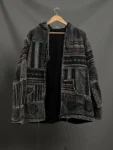 Black & Grey Pahadi Boho Patchwork Hoodie – Handmade Nepali Fleece Lined Jacket by Himalayankraft