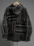 Black & Grey Pahadi Boho Patchwork Hoodie – Handmade Nepali Fleece Lined Jacket by Himalayankraft