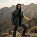 Blue Grey Himalayan Patchwork Hoodie – Handmade Cotton Fleece Boho Jacket by HimalayanKraft 8