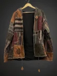 Brown & Maroon Pahadi Patchwork Hoodie – Handmade Nepali Fleece Lined Boho Jacket by Himalayankraft 1