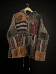 Brown & Maroon Pahadi Patchwork Hoodie – Handmade Nepali Fleece Lined Boho Jacket by Himalayankraft 1