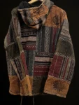 Brown & Maroon Pahadi Patchwork Hoodie – Handmade Nepali Fleece Lined Boho Jacket by Himalayankraft 1