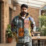 handmade multicolor Pahadi Nepali Boho fleece-lined hoodie jacket
