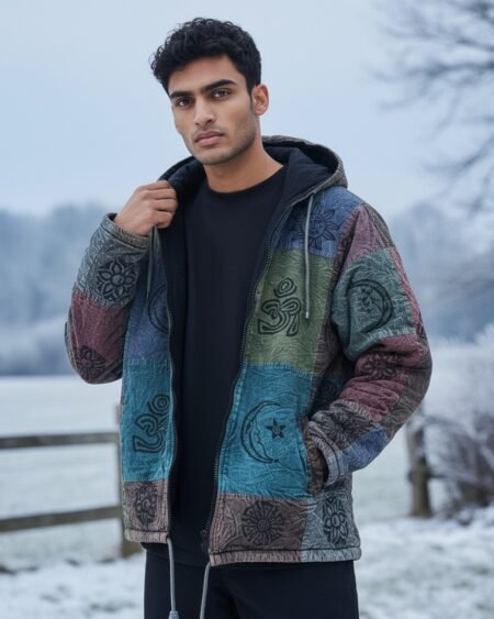 Pahadi Nepali Jacket Multicolour | Pahadi Style Unisex Cotton Jacket with Hoodie