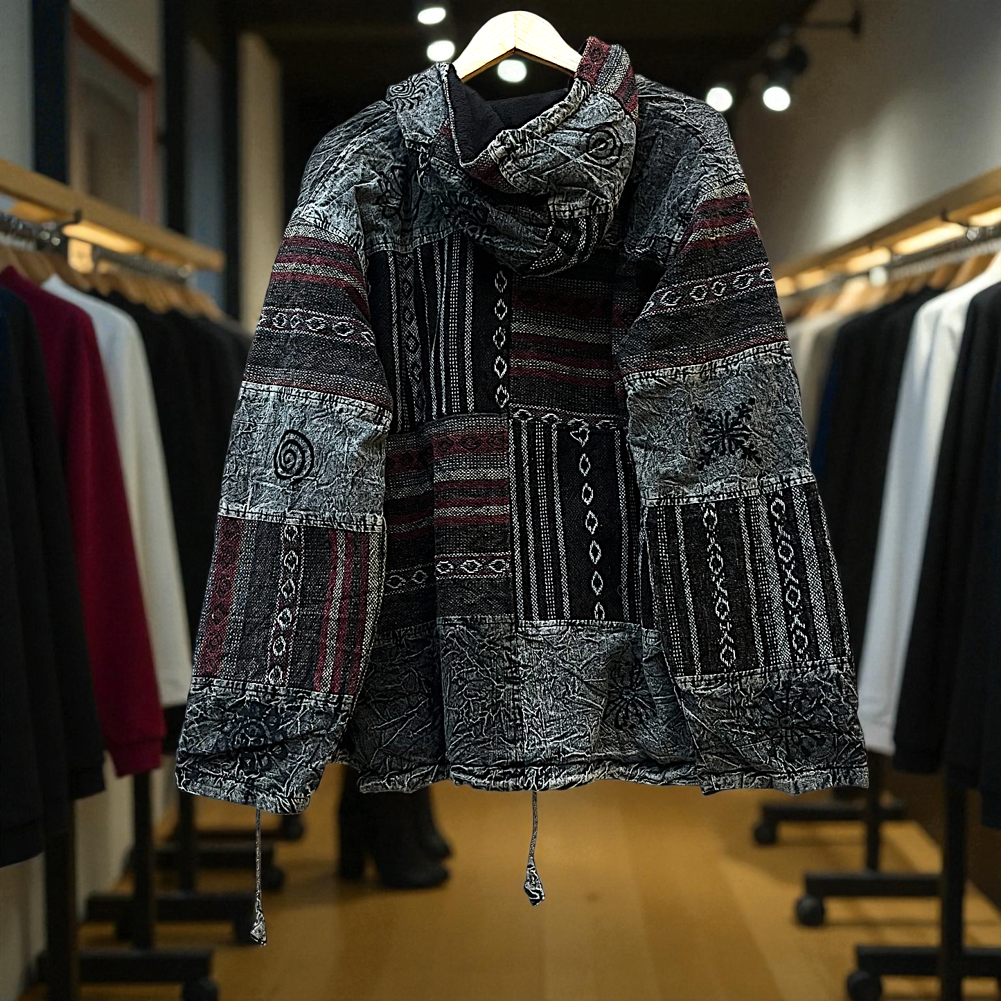 Pahadi Tibetan Style Boho Nepali Zipper Hoodie -Hippy Baja Winter Hoodie by Himalayankraft 10