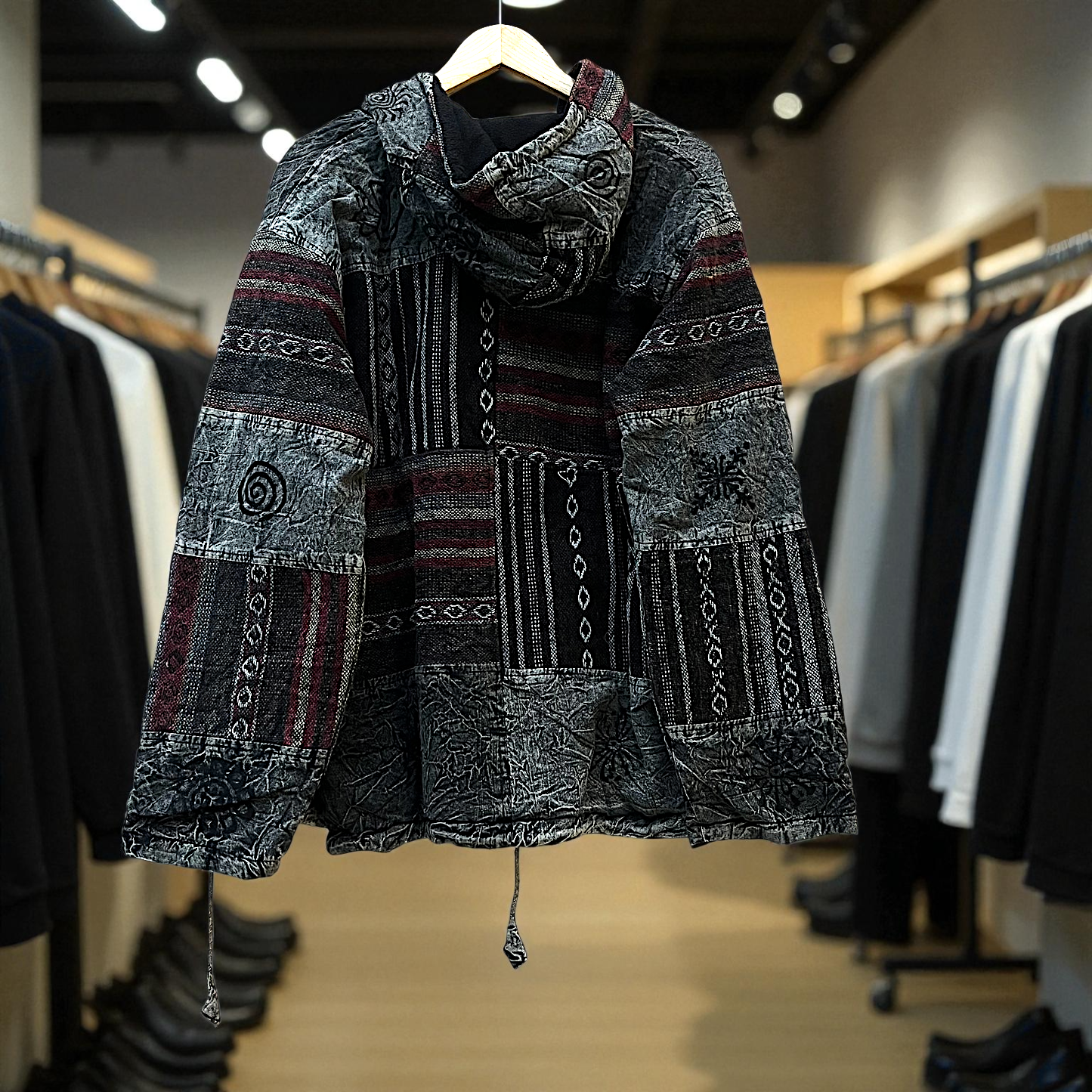 Pahadi Tibetan Style Boho Nepali Zipper Hoodie -Hippy Baja Winter Hoodie by Himalayankraft 7