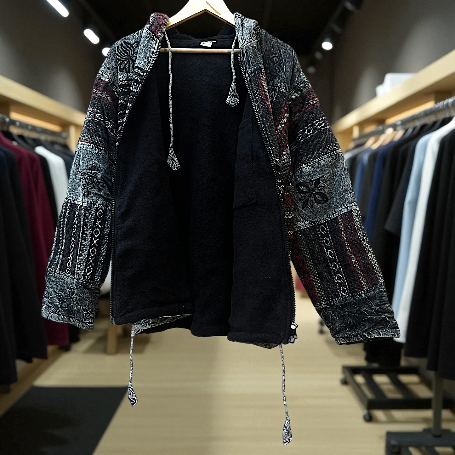 Pahadi Tibetan Style Boho Nepali Zipper Hoodie -Hippy Baja Winter Hoodie by Himalayankraft 9