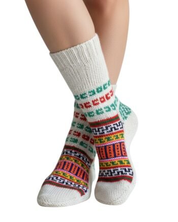 Hand Knitted Merino Wool Lahauli Socks by HimalayanKraft