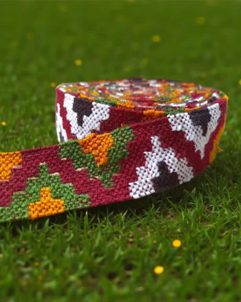 Broad Kullu Border Patti Handloom Fabric from Himachal – Traditional Pahadi Weaving Design Alt Text 1: