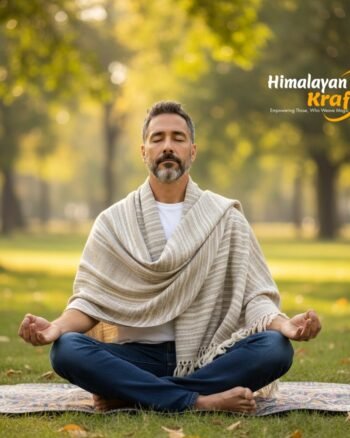 Cream Handspun Pure Wool Men’s Shawl (Lohi) | Kullu Handloom Oversized Dushala