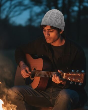 Grey Hand-Knitted Angora Wool Beanie Cap for Men & Women | Himalayan Winter Wear