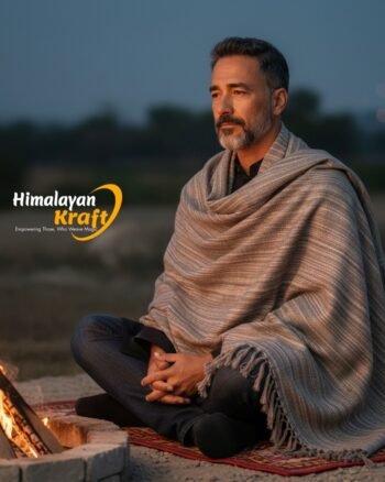 Grey Handspun Pure Wool Men’s Shawl (Lohi) | Kullu Handloom Oversized Dushala