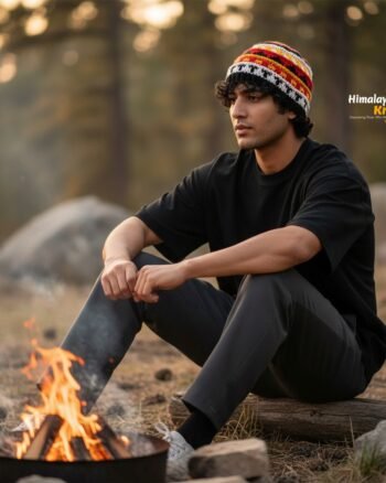 Hand Knitted Himachali Woolen Beanie Cap for Winter