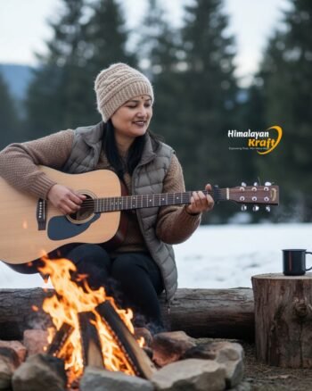 Cream Color Hand Knitted Woolen Beanie Cap from Himachal