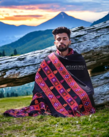 Handloom Woven Pure Wool Men's Shawl - Himalayan Oversized Blanket Shawls
