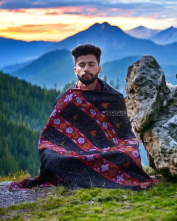Pure Wool Meditation Shawl - Handloom Woven Himalayan Blanket