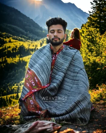 Himalayan Weaver Men's Shawl - Handwoven Pure Wool Elegance