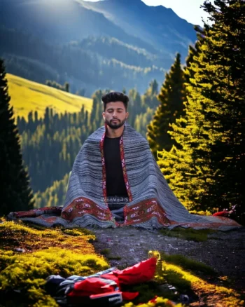 Authentic Himalayan Men's Shawl - Handwoven Pure Wool Comfort