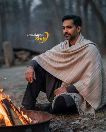 Handspun Pure Wool Men’s Shawl — Lohi / Loi / Loe / Dushala / Chadar | Kullu Handloom