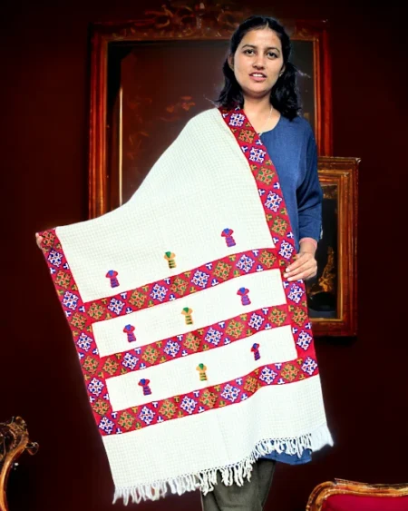 Himalayan  Weaver's Pure Woolen Scarf - Traditional Design for Girls