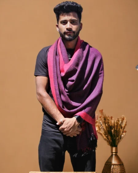 Himalayan Loom Craftsmanship: Men's Handloom Wool Stole Scarf