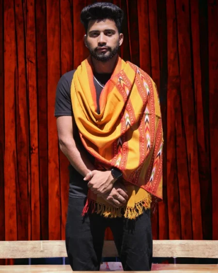 Elegant Men's Pure Wool Woven Stole Scarf - Classic Comfort