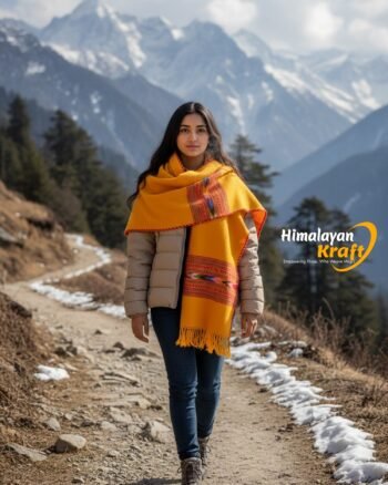 Authentic Kullu Handloom Wool Stole handwoven by Himachali artisans