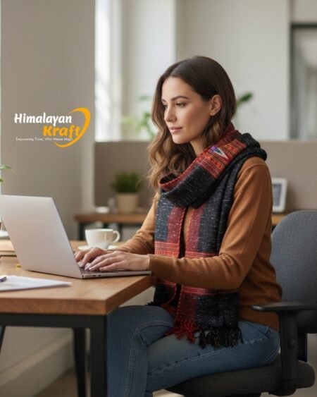 Kullu Handloom Wool Stole | Authentic Himachali Handwoven