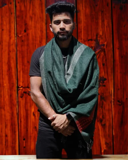 Handcrafted Men's Loom Woven Pure Wool Stole Scarf