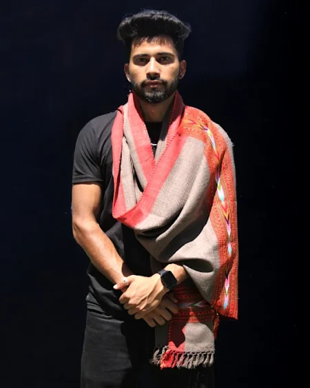 Sleek Navy Men's Loom Woven Wool Stole Scarf