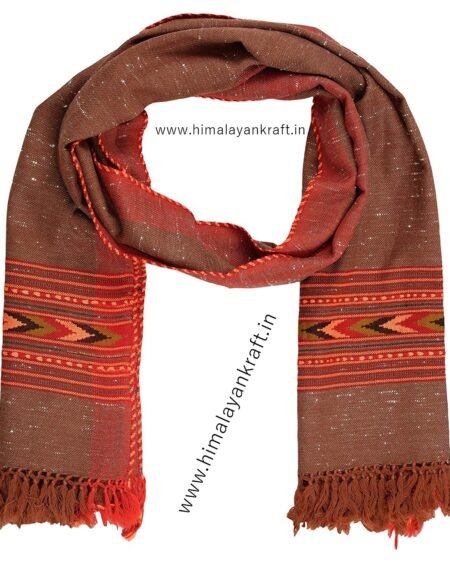 Elegant Handloom Scarf in Pure Wool - Himalayan Tribal Design