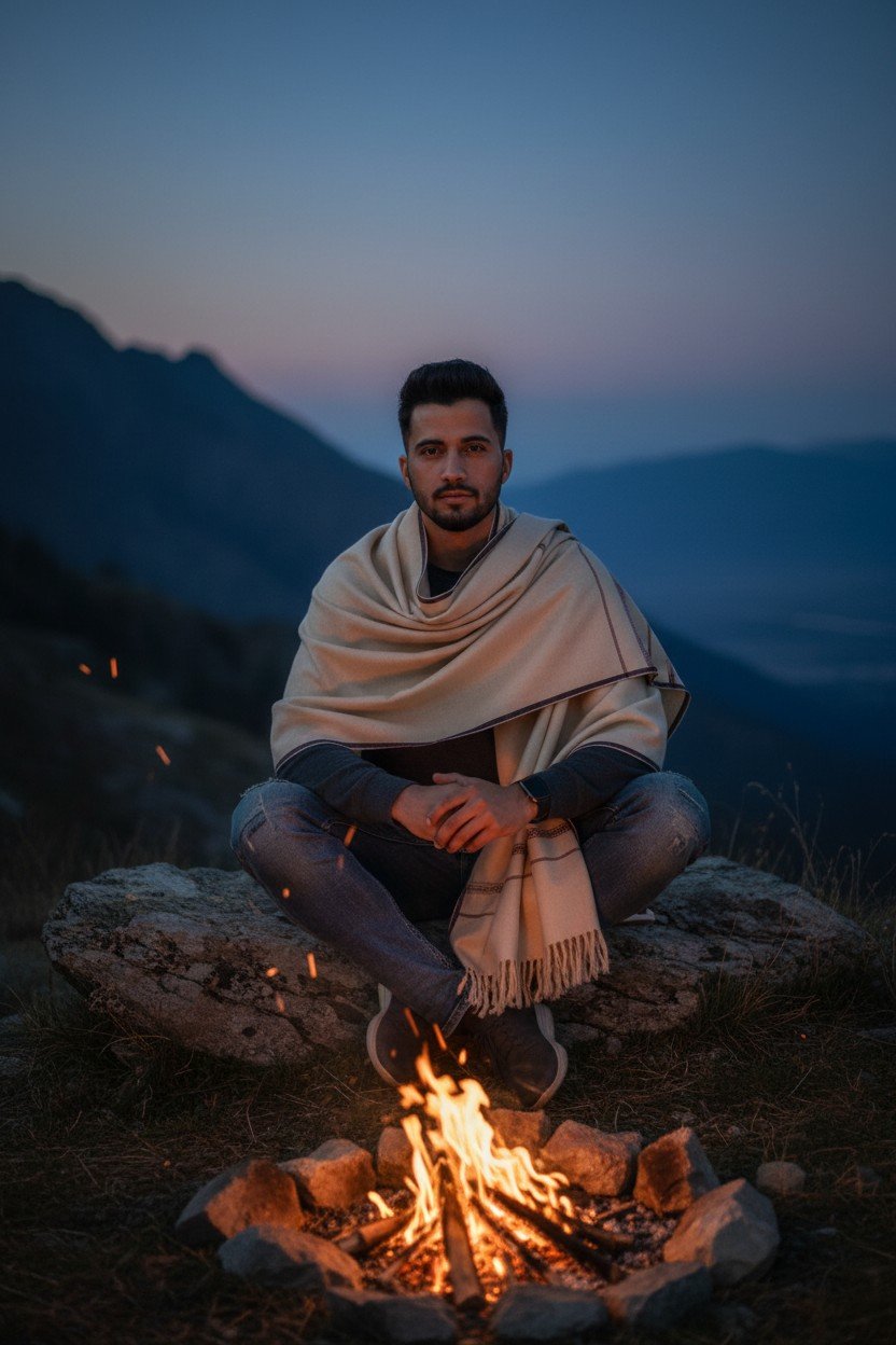 Men Kullu Handloom Shawl Lohi Pure Wool – Himachal Handwoven Winter Shawl 1