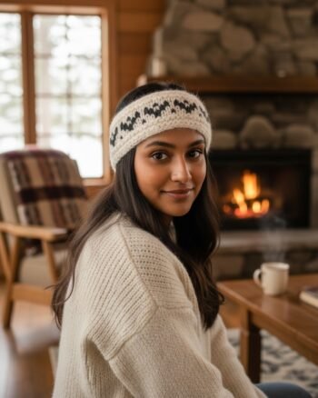 Angora wool headband ear warmer hand knitted in Kullu Himachal