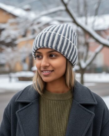 Angora rabbit wool long beanie that easily covers ears handmade in Himachal