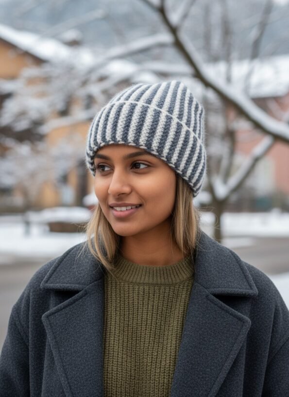Angora rabbit wool long beanie that easily covers ears handmade in Himachal