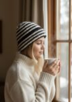 Angora Rabbit Wool Soft Fold Big Size Beanies Cap Hand Knitted By Himalayankraft Kullu Himachal Black white Kids Fold Caps 1.1
