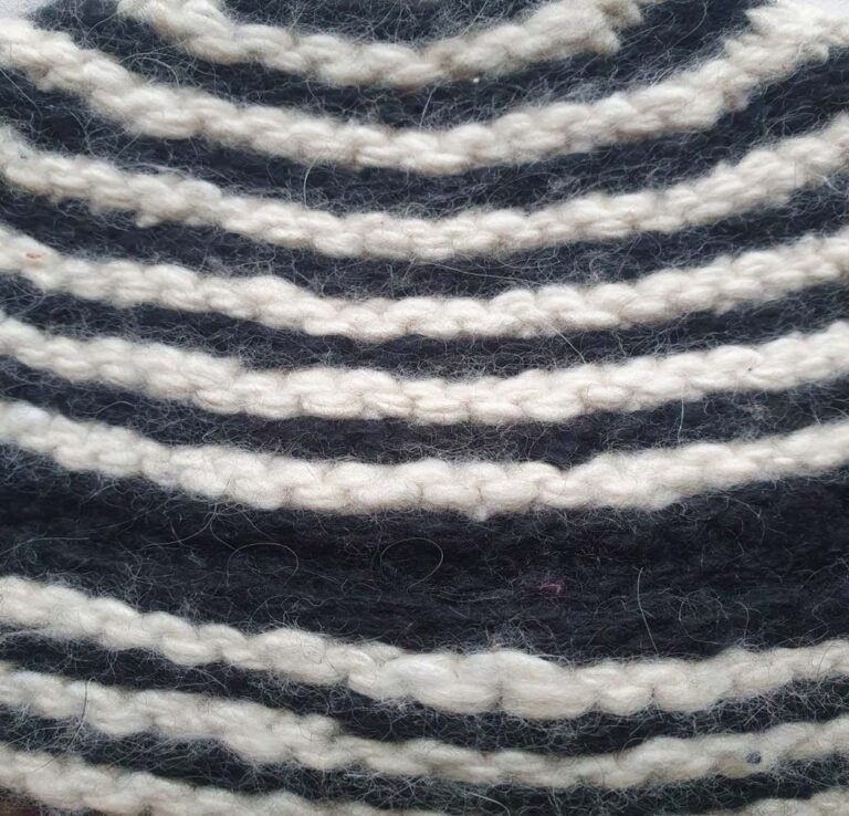 Angora Rabbit Wool Soft Fold Big Size Beanies Cap Hand Knitted By Himalayankraft Kullu Himachal Black white Kids Fold Caps 2 Angora wool long beanie cap covering ears fully handmade in Himachal