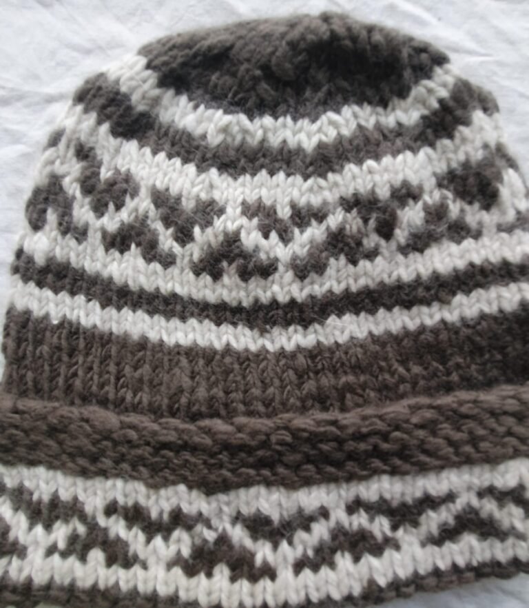 Angora Rabbit Wool Soft Fold Big Size Beanies Cap Hand Knitted By Himalayankraft Kullu Himachal Brown White 1 Dark grey angora wool long foldable beanie cap handmade in Himachal