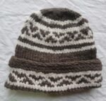 Angora Rabbit Wool Soft Fold Big Size Beanies Cap Hand Knitted By Himalayankraft Kullu Himachal Brown White 8