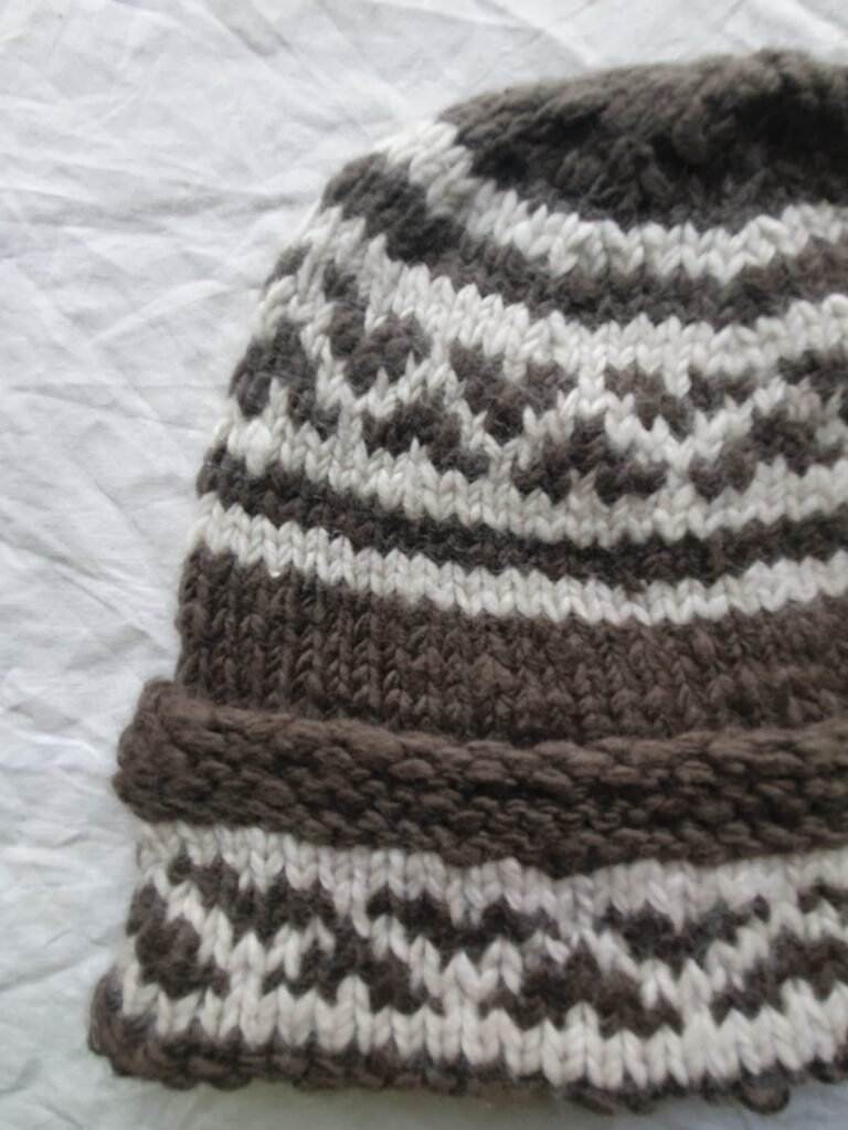 Angora Rabbit Wool Soft Fold Big Size Beanies Cap Hand Knitted By Himalayankraft Kullu Himachal Brown White 2 Dark grey angora wool long foldable beanie cap handmade in Himachal