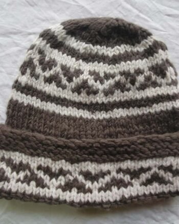 Dark grey angora wool long foldable beanie cap handmade in Himachal