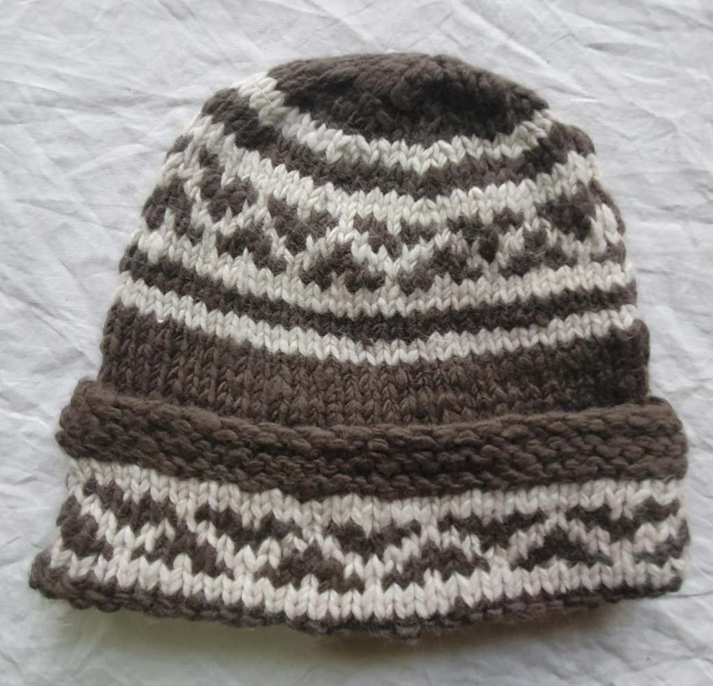 Angora Rabbit Wool Soft Fold Big Size Beanies Cap Hand Knitted By Himalayankraft Kullu Himachal Brown White Dark grey angora wool long foldable beanie cap handmade in Himachal