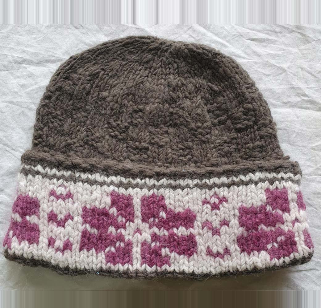 Angora Rabbit Wool Soft Fold Big Size Beanies Cap Hand Knitted By Himalayankraft Kullu Himachal Brown Soft angora rabbit wool beanie cap handmade in Kullu Himachal