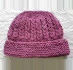 Angora Rabbit Wool Soft Fold Big Size Beanies Cap Hand Knitted By Himalayankraft Kullu Himachal Dark Pink 7