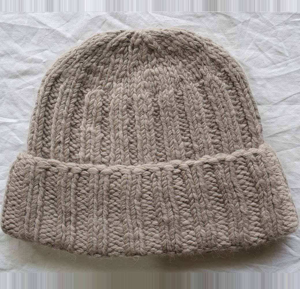 Angora Rabbit Wool Soft Fold Big Size Beanies Cap Hand Knitted By Himalayankraft Kullu Himachal Grey Light grey angora wool long foldable beanie cap handmade in Himachal