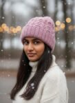 Angora Rabbit Wool Soft Fold Big Size Beanies Cap Hand Knitted By Himalayankraft Kullu Himachal Pinkish Fold Beanie 6